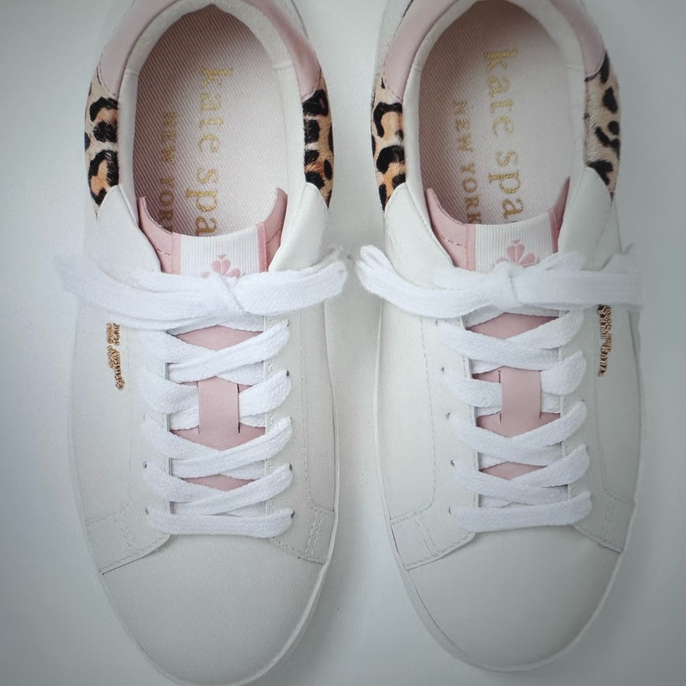 New in Box Kate Spade Ace Pink and Leopard Print Sneakers sz 6 .5 - Picture 3 of 14